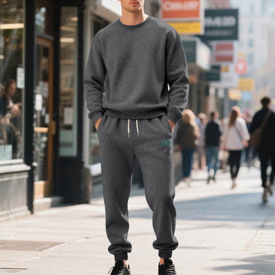 Herren lässiger Freizeitanzug mit weichem Fleece und elastischem Bund
