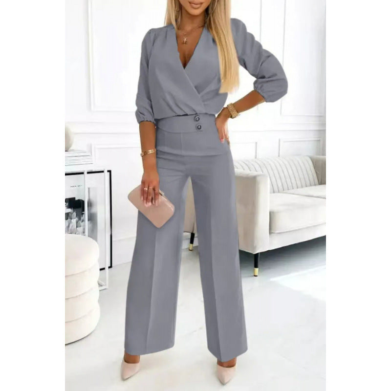 Damen elegantes Jumpsuit mit weiten Beinen