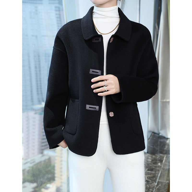 Damen Kurzmantel aus Wollmix mit Hemdkragen, kastiger Silhouette und Eingrifftaschen Shop Nory