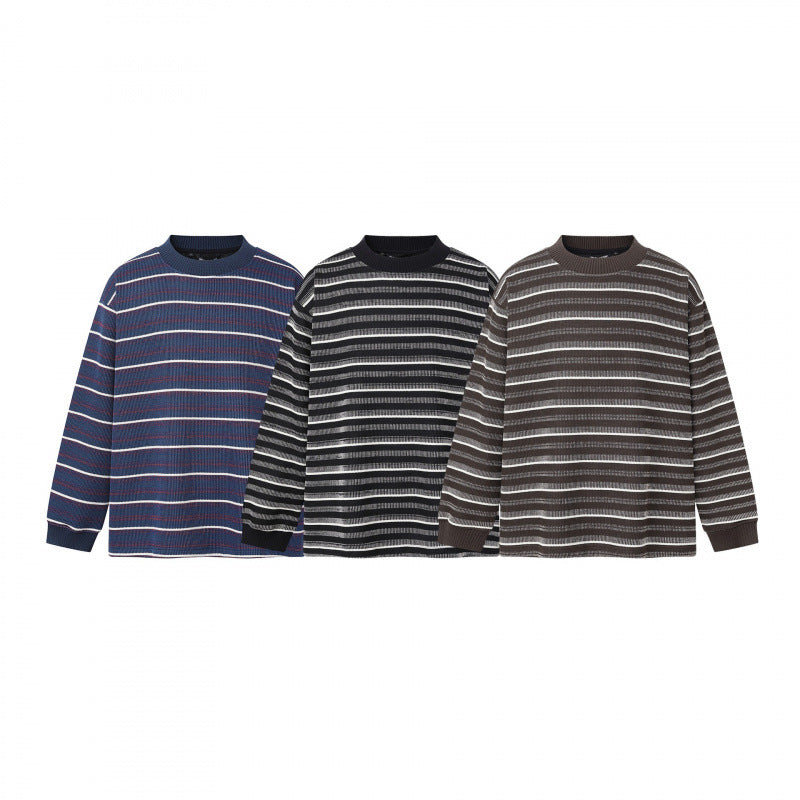 Unisex Feinstrickpullover im Boxy-Schnitt mit Rundhals und maritimen Streifen Shop Nory