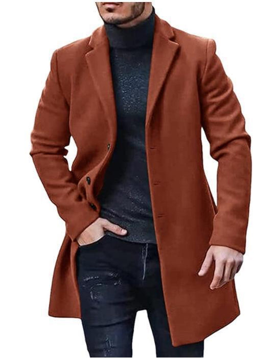 Herren nan midilanger Wollmix Mantel mit schlanker Silhouette und eleganter Knopfreihe Shop Nory