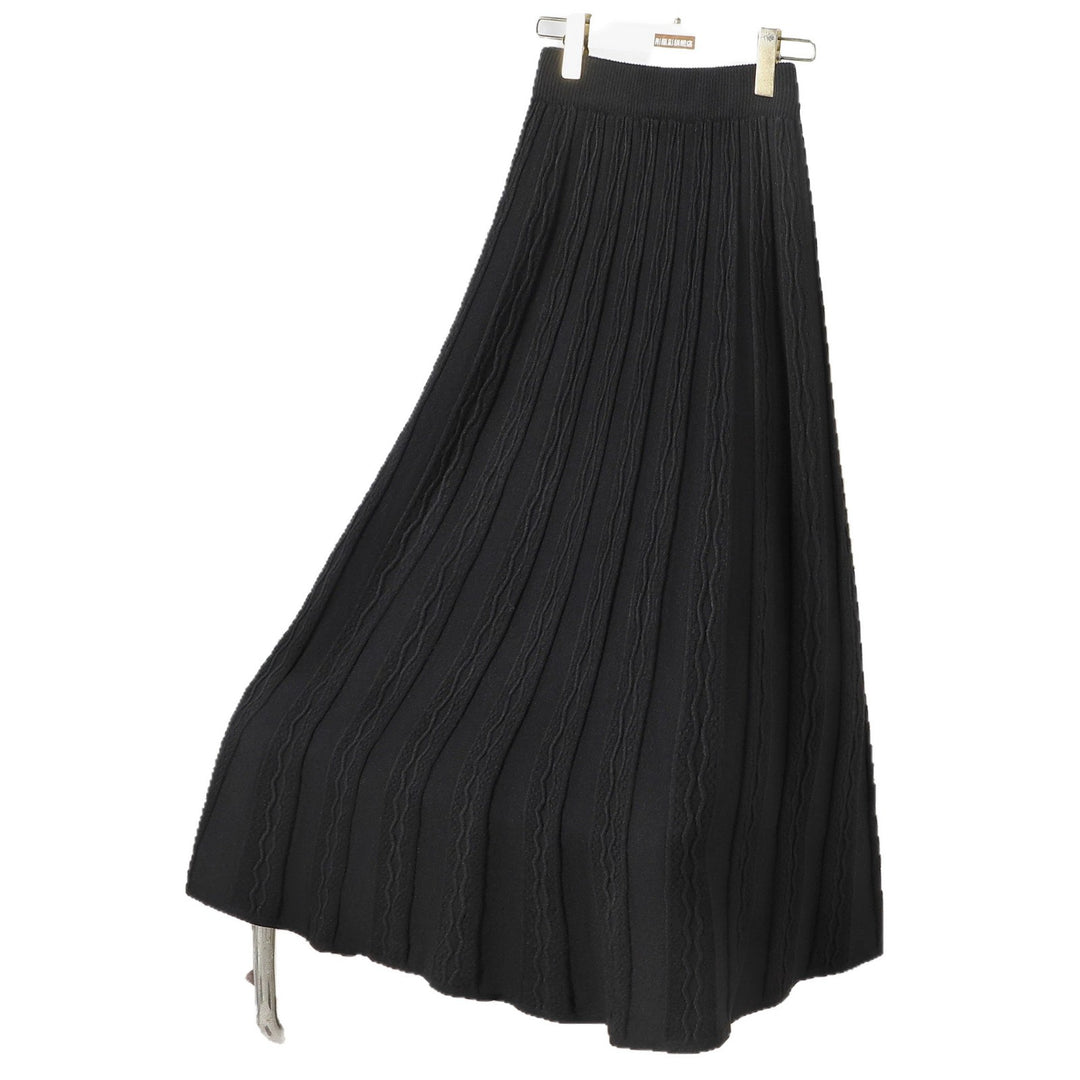 Damen Plissierter Maxirock mit grafischem Zopfmuster Shop Nory