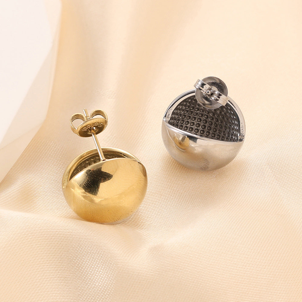 Damen Goldene Ohrringe mit modernem, halbrundem Design Shop Nory