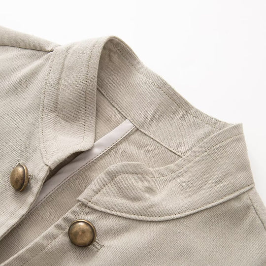 Damen Taillierter Stehkragen-Blazer mit dekorativen Metallknöpfen Shop Nory