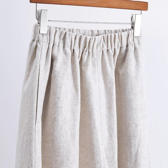 Damen Langer Faltenrock aus Leinen Shop Nory