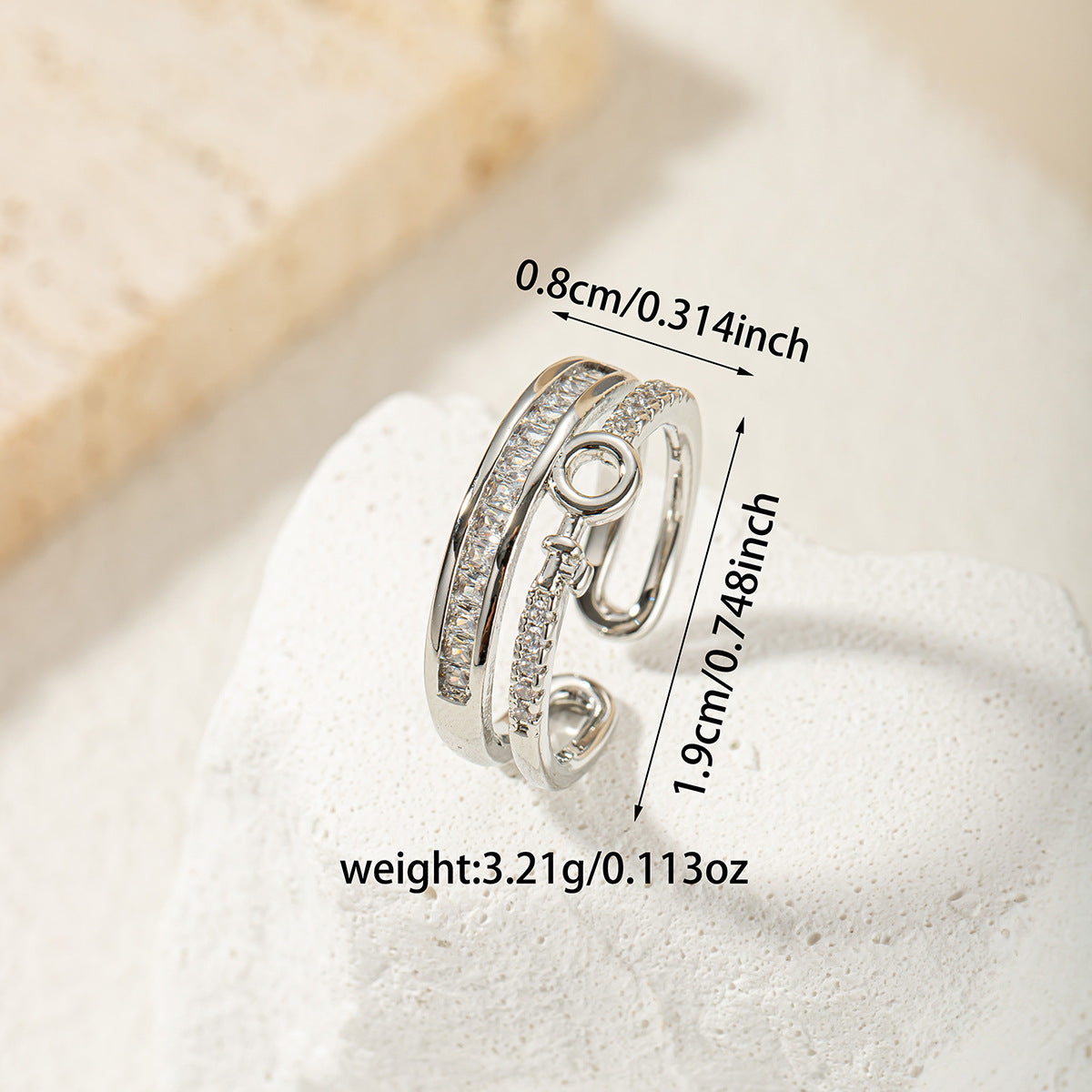 Damen stilvoller silberner Ring Shop Nory