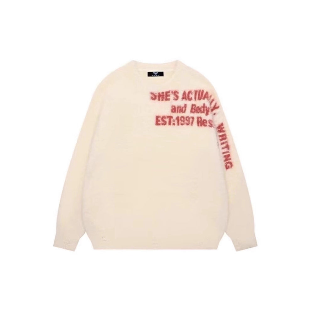 Damen Lässiger Oversized Pullover mit grafischem Print Shop Nory