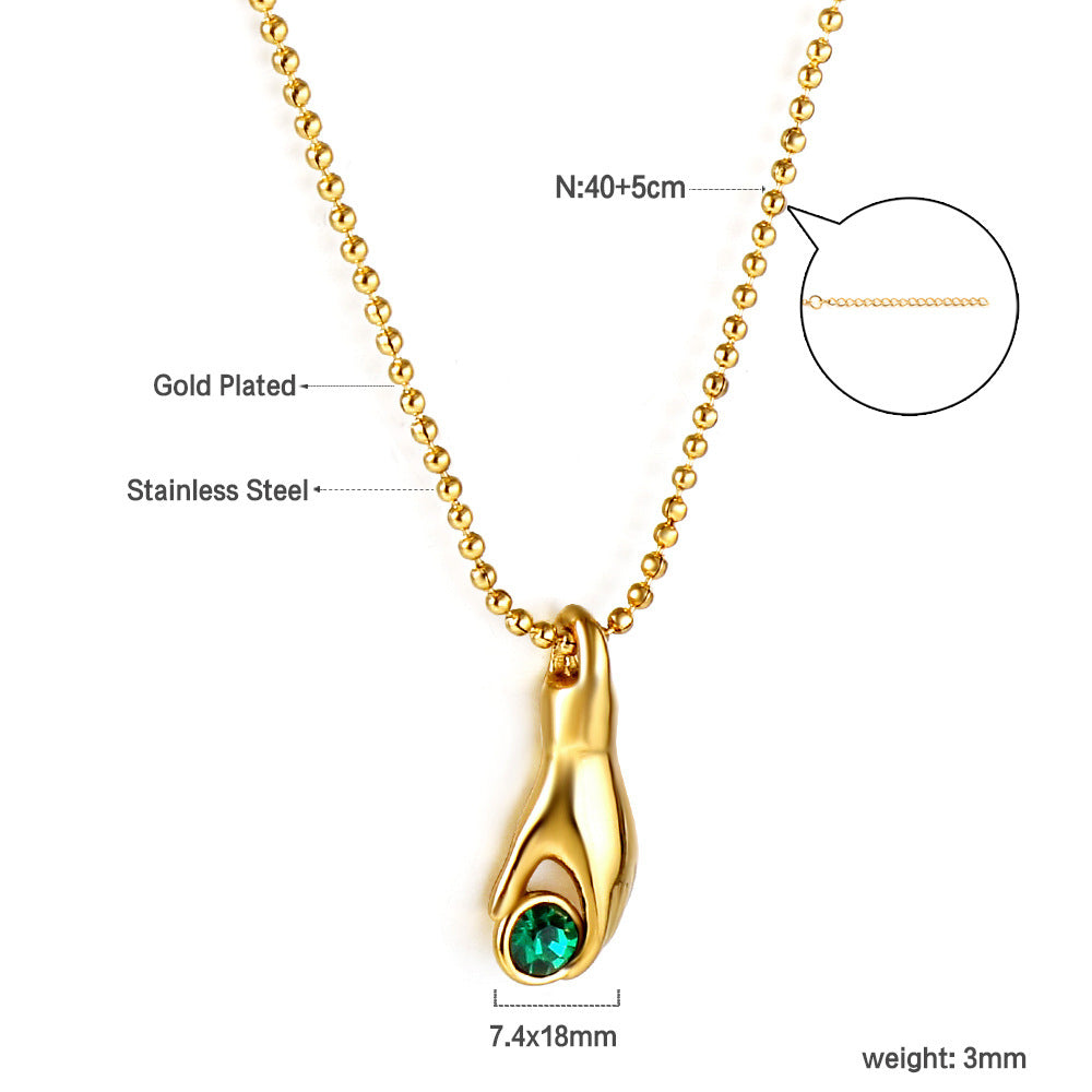 Damen Halskette mit funkelndem Anhänger aus Edelstahl und goldplattiertem Design Shop Nory