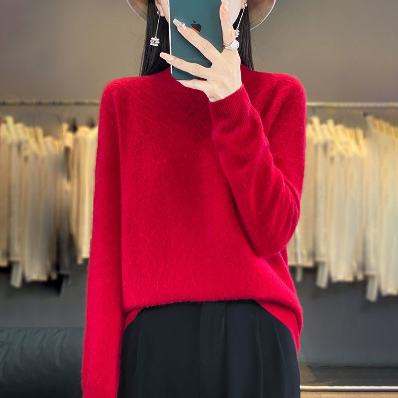Damen Kuscheliger Mohair‑Optik Pullover mit Zierstruktur am Oberteil und Stehkragen Shop Nory