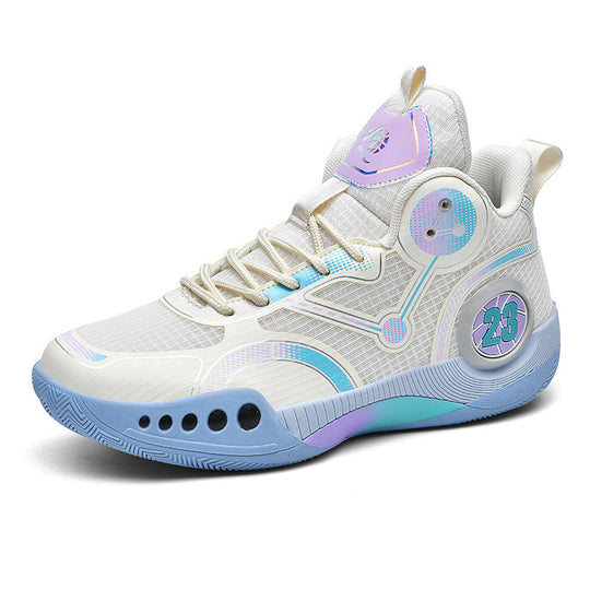 Herren gepolsterter High-Top Basketballschuh mit holografischen Akzenten und griffiger Gummilaufsohle Shop Nory