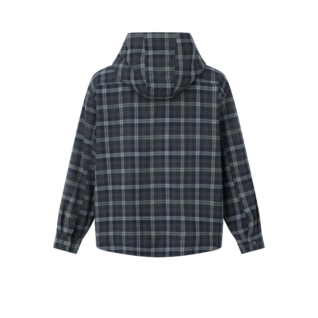 Herren Karo-Overshirt mit Kapuze, wattierter Hemdjacke und aufgesetzten Pattentaschen Shop Nory