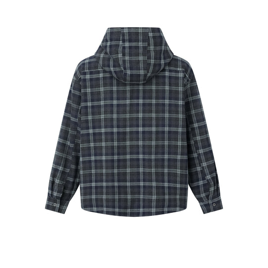 Herren Karo-Overshirt mit Kapuze, wattierter Hemdjacke und aufgesetzten Pattentaschen Shop Nory