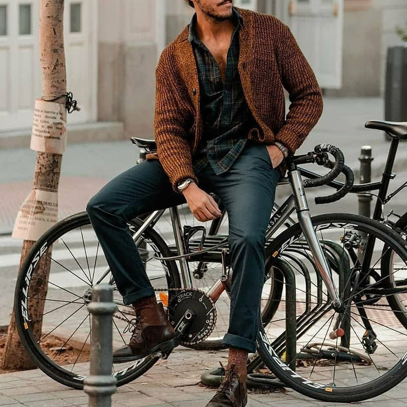 Herren Grobstrick-Cardigan mit Knopfleiste und markanter Rippenstruktur Shop Nory