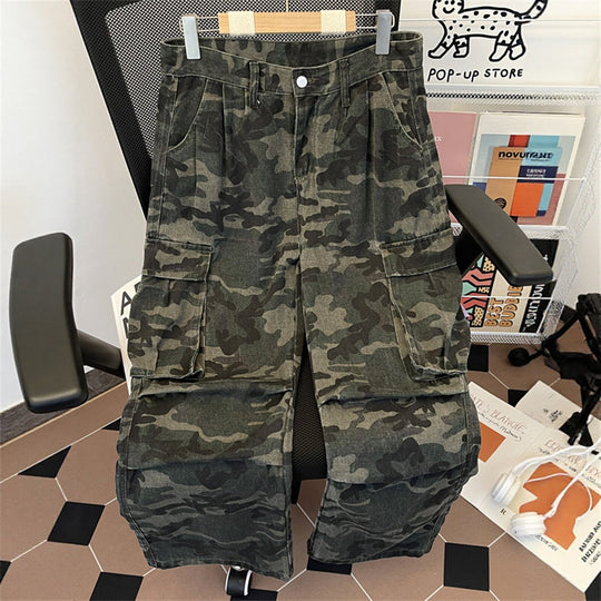 Damen Modische Cargo-Hose mit Camouflage-Muster Shop Nory