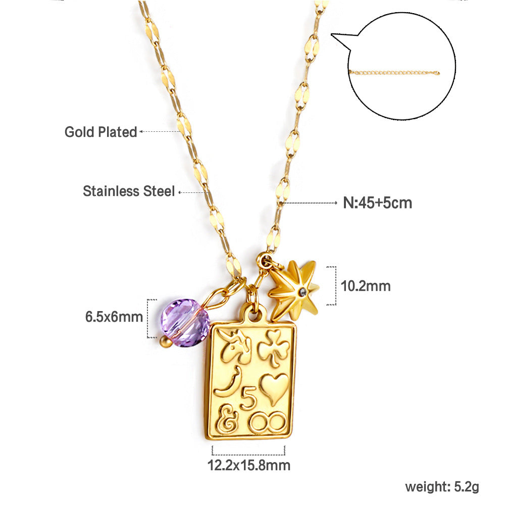 Damen Halskette mit funkelndem Anhänger aus Edelstahl und goldplattiertem Design Shop Nory