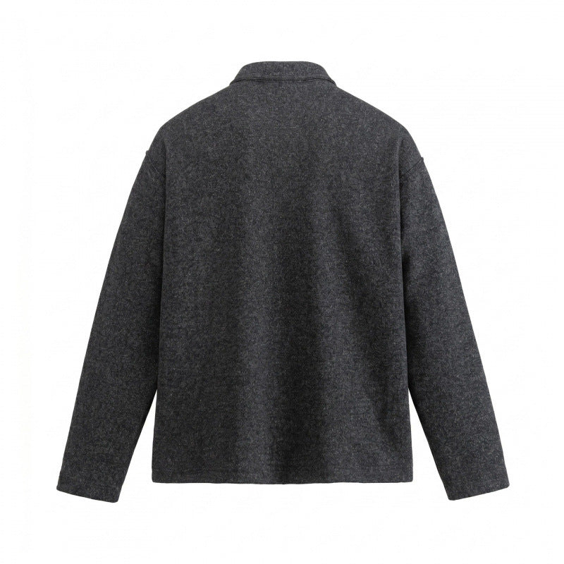 Unisex Boxy-Polo-Pullover aus Wollmix mit Henley-Knopfleiste und geradem Saum Shop Nory
