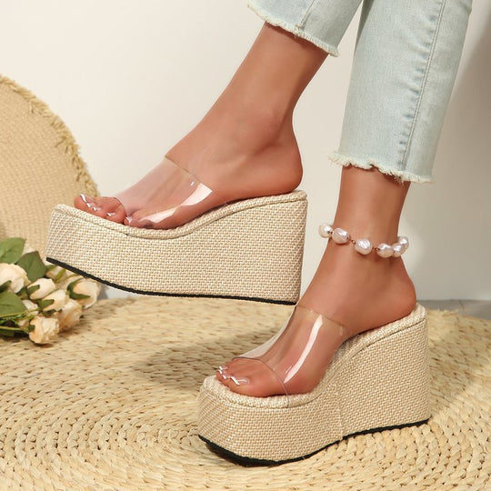 Damen Wedge-Pantoletten mit elegantem Stoffoberteil und komfortablem Fußbett