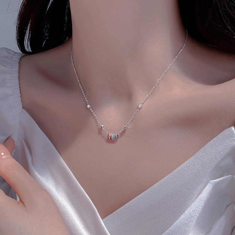 Damen glamouröse Halskette mit bunten Zirkonia-Elementen Shop Nory