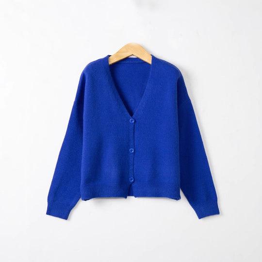Damen Strickjacke mit V-Ausschnitt und Knopfdetails