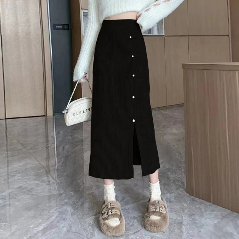 Damen Eleganter und raffinierter Strickrock mit Seitenschlitz Shop Nory