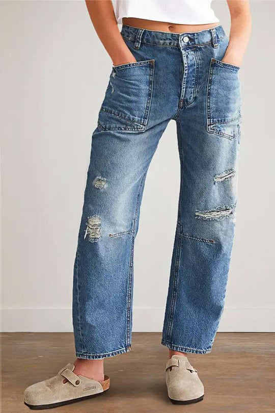 Damen Denim-Hosen mit großflächigen Taschen
