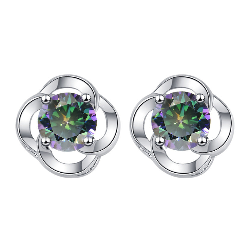 Damen Ohrringe im floralen Design mit buntem Kristall Shop Nory