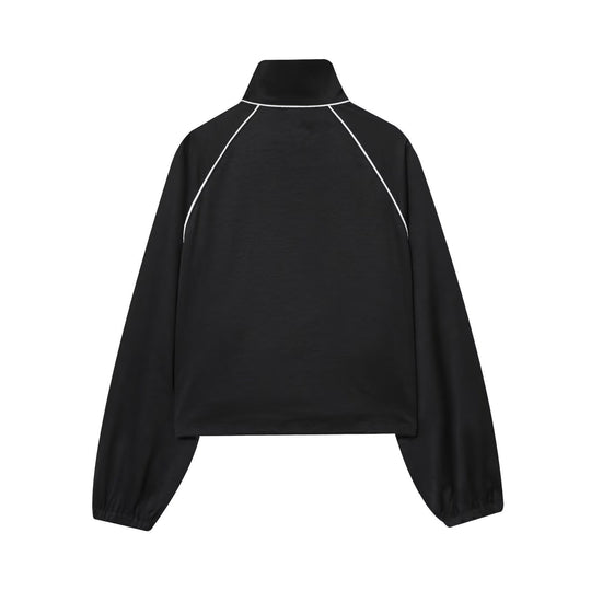 Damen Cropped Sportive Trainingsjacke mit Stehkragen und Kontrastpaspel Shop Nory