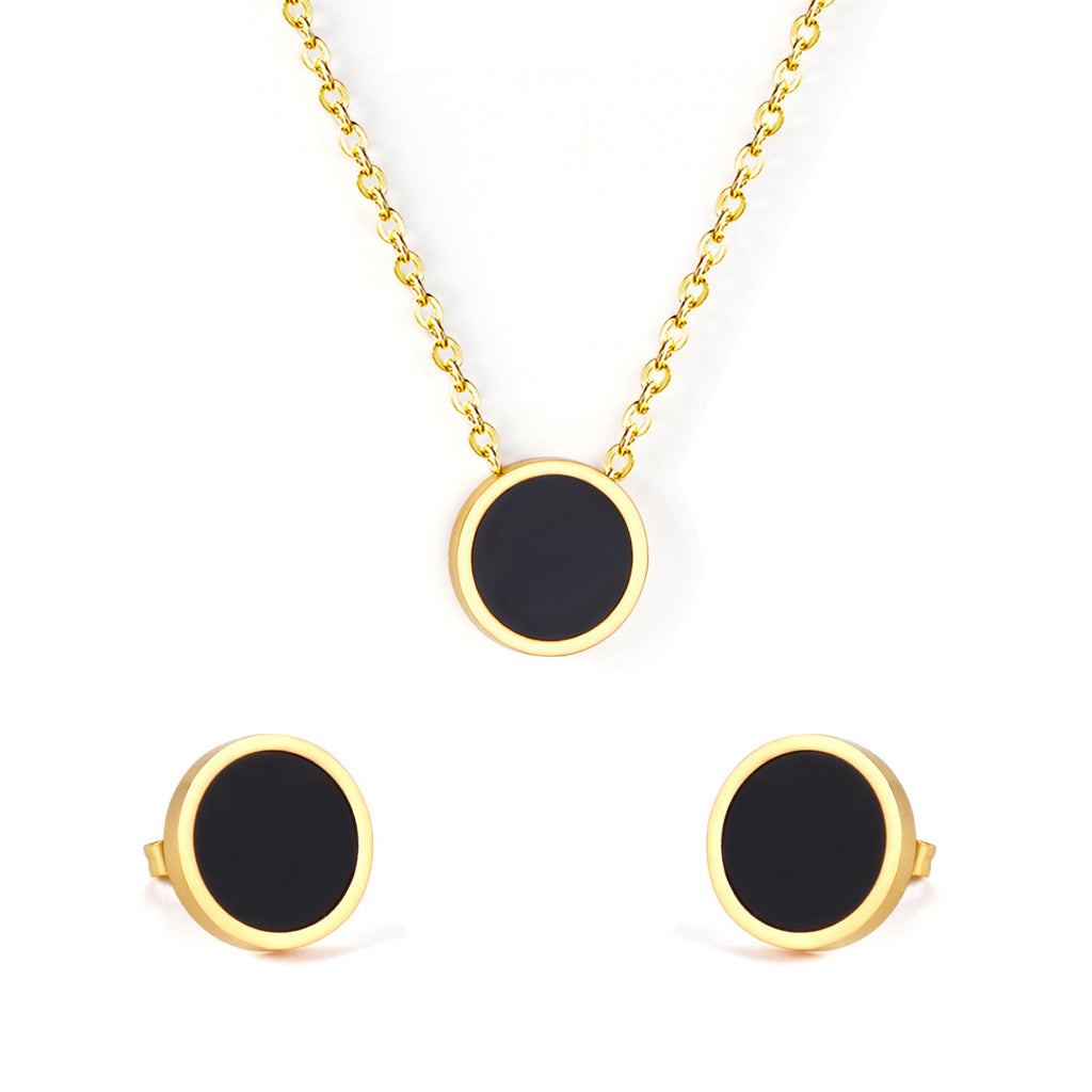 Damen Schmuckset mit goldplattiertem Edelstahl-Halskette und Ohrsteckern Shop Nory
