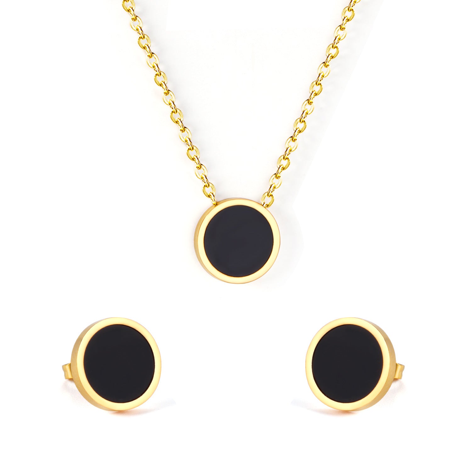 Damen Schmuckset mit goldplattiertem Edelstahl-Halskette und Ohrsteckern Shop Nory