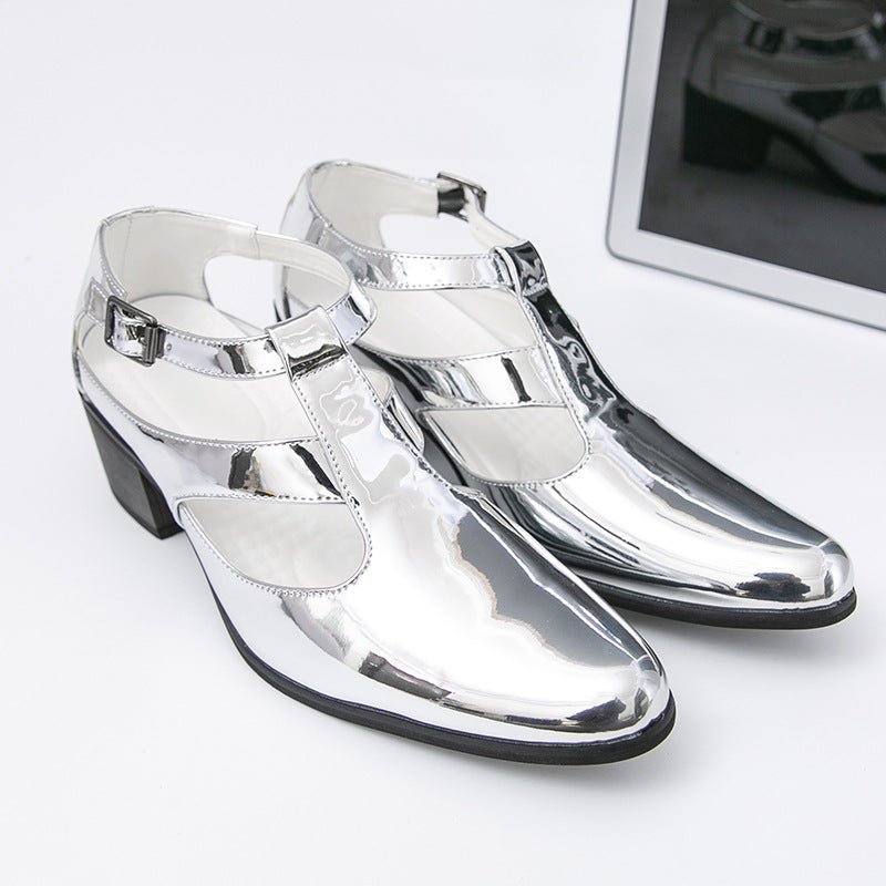 Damen Elegante Metallic Heels mit verstellbarem Riemen Shopnory