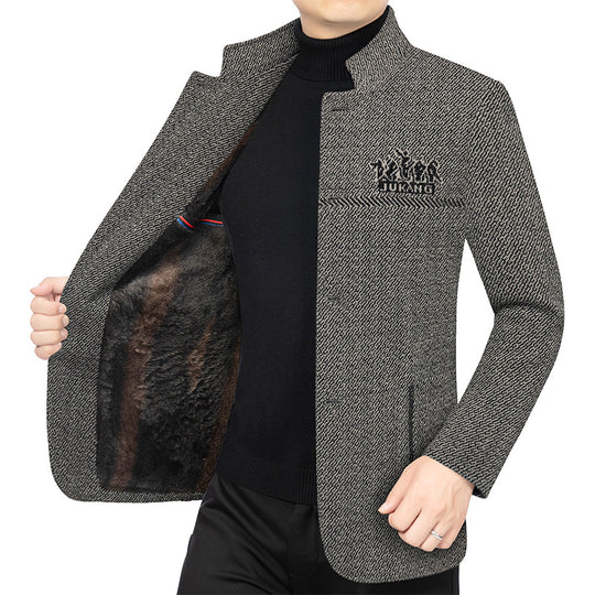 Herren Wollmantel mit Teddyfutter, Stehkragen und schmaler Silhouette Shop Nory