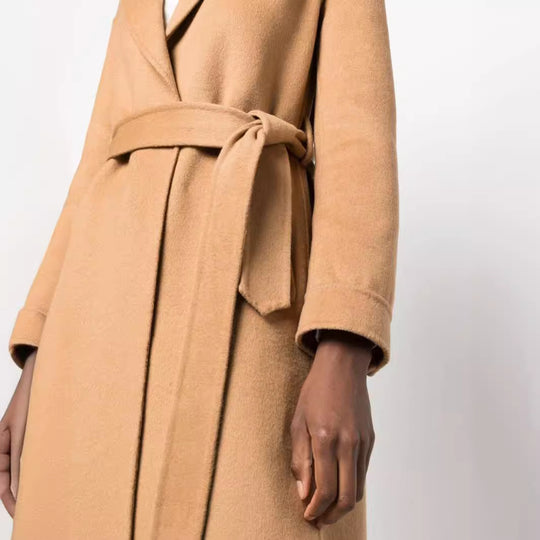 Damen Midilanger Wickelmantel im Clean‑Cut aus Woll‑Kaschmirmix mit Bindegürtel Shop Nory