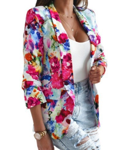 Damen Blazer mit floralem Muster und eleganter Silhouette