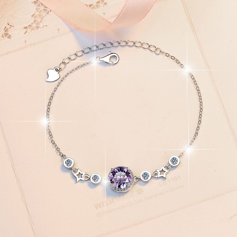 Damenarmband mit strahlendem Kristall und funkelnden Sternen Shop Nory