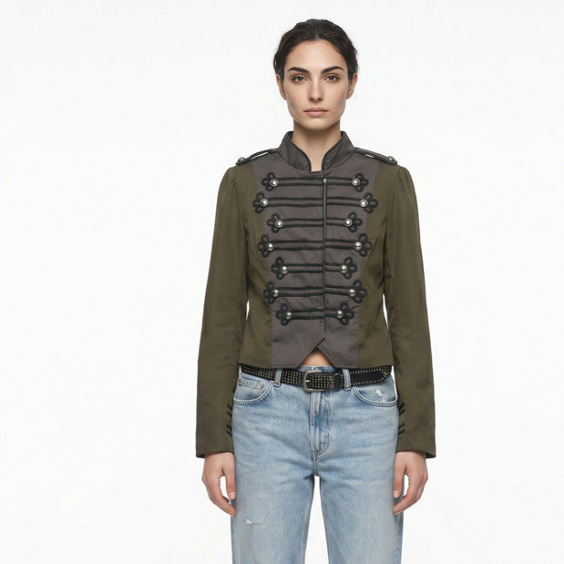 Damen Kurz geschnittener militärinspirierter Blouson mit Zierkordeln Shop Nory