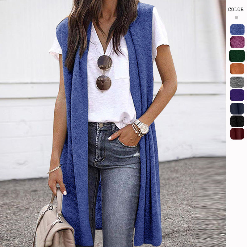 Damen Elegante Langstrickweste im lässigen Stil Shopnory