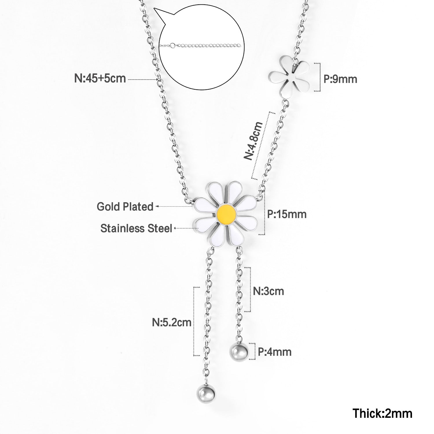 Damen schmückendes Armband mit verspieltem Margaritenmotiv und hochwertiger Edelstahloberfläche Shop Nory