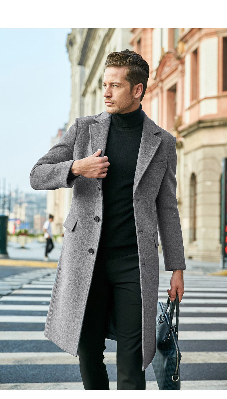 Herren Taillierter Wollmix-Mantel im klassischen Einreiher-Stil Shop Nory