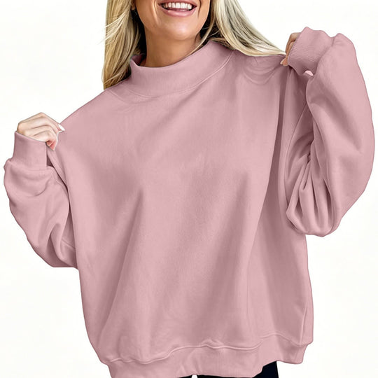 Damen Oversize Sweatshirt mit Stehkragen und Ballonärmeln Shop Nory