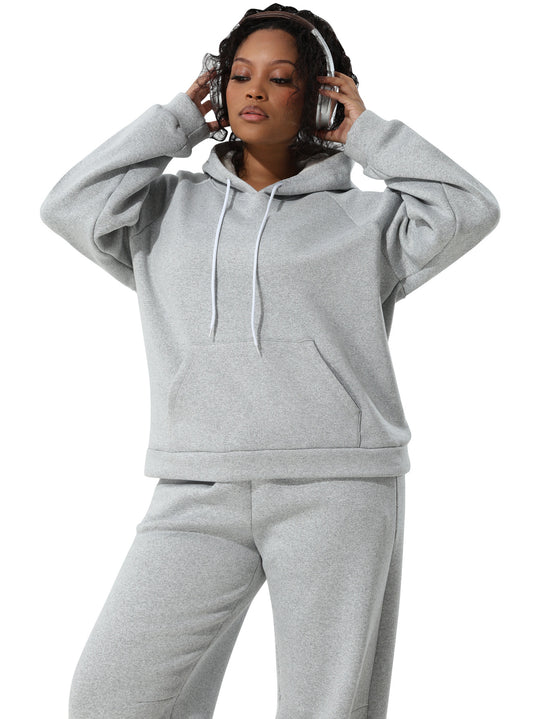 Damen Kuschel-Hoodie im Relax-Fit mit Kontrast-Kordel und Kängurutasche Shopy Nory
