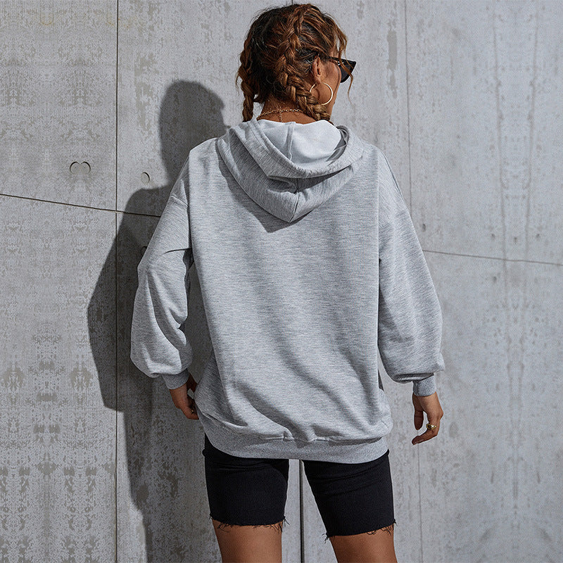 Damen Oversize-Kapuzenpullover mit Kängurutasche und gerippten Bündchen Shop Nory