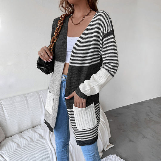 Damen Modischer Strickcardigan mit geometrischem Muster Shop Nory