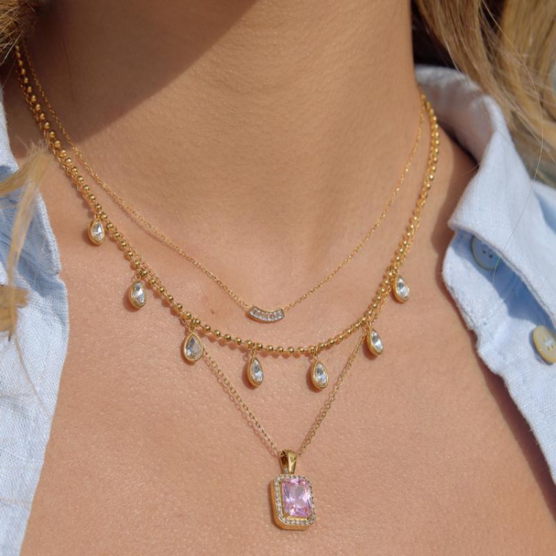 Damen Halskette mit funkelndem Zirkonsteindesign Shop Nory
