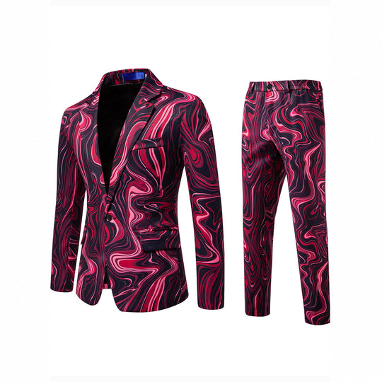 Herren Zweiteiliges Statement-Sakko und Anzughose mit psychedelischem Swirl-Print Shop Nory