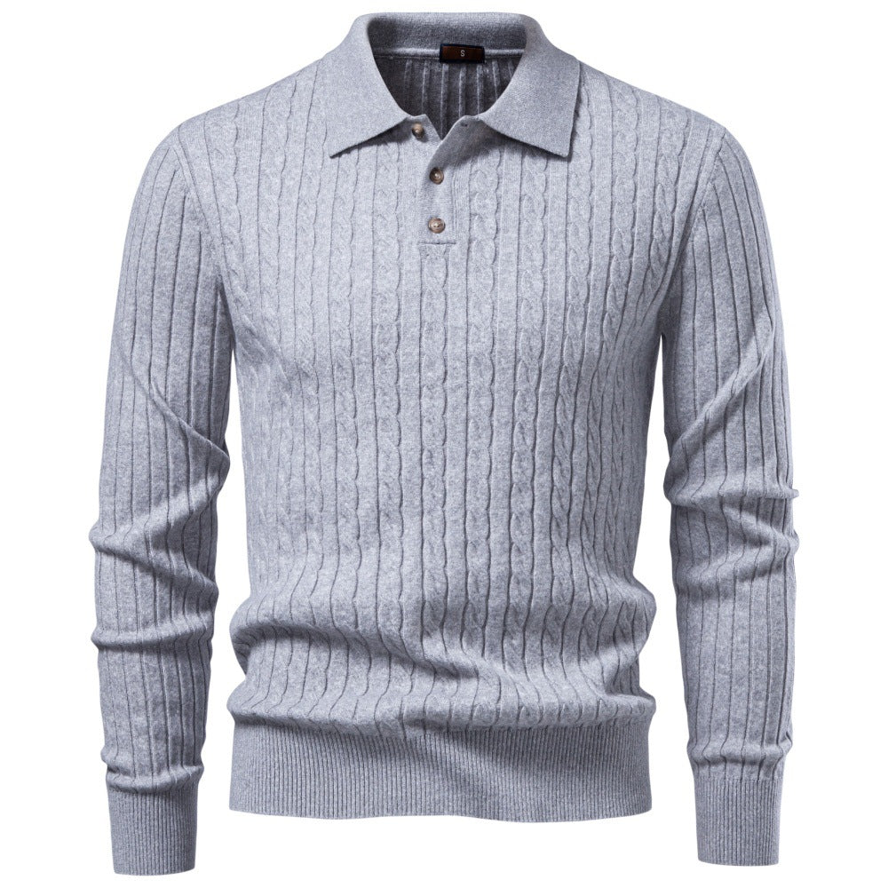 Herren Feinstrick-Polo mit Zopfmuster und Kragen Shop Nory
