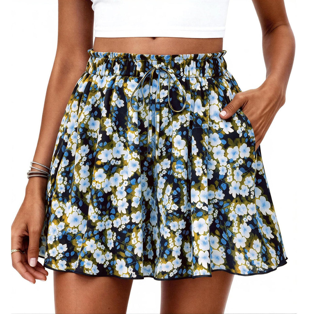 Damen Modischer Sommerrock mit elastischem Bund und Taschen