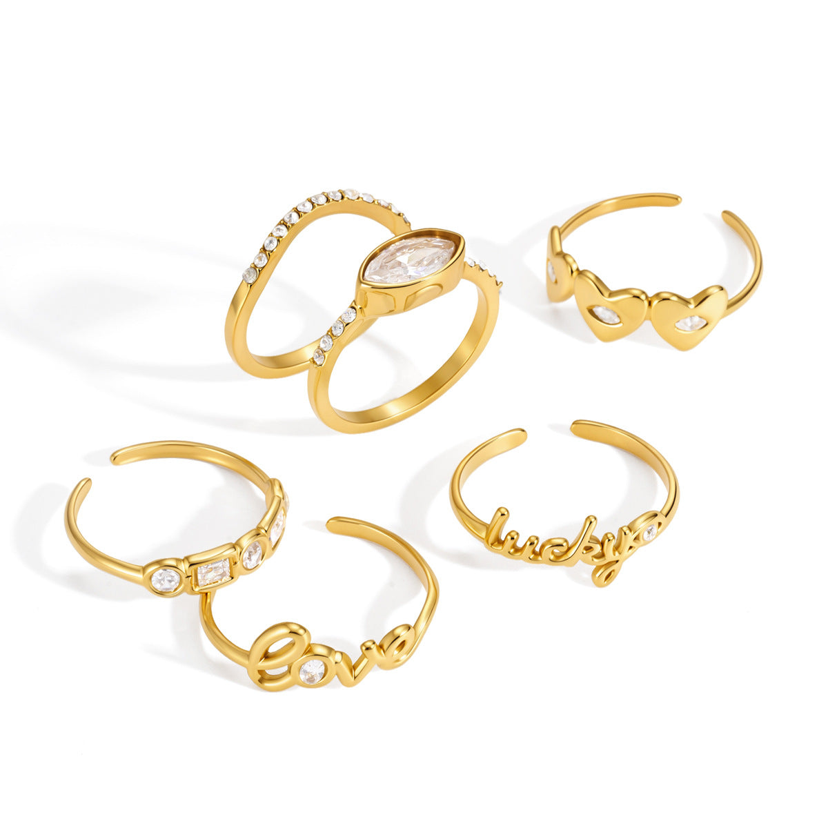 Damen Offenes Armband mit lucky Schriftzug aus hypoallergenem Edelstahl Shop Nory