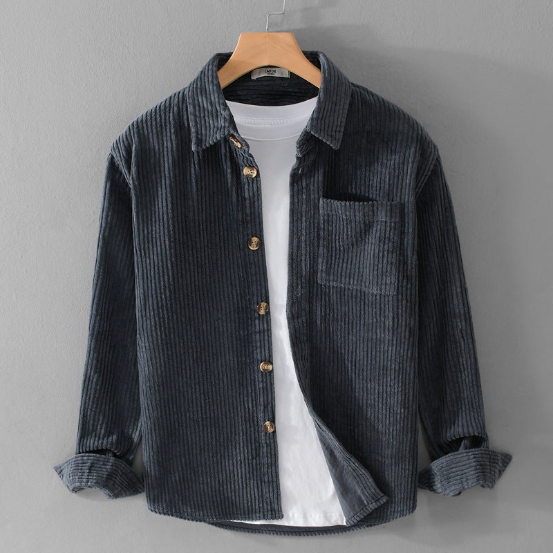 Herren Cord-Overshirt mit breiter Rippenstruktur, Brusttasche und Relaxed-Fit Shop Nory