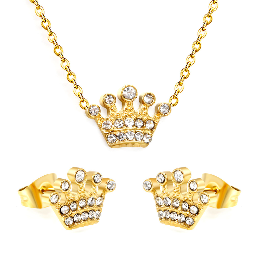 Damen Schmuckset mit Krone-Anhängern und eleganten Ohrsteckern Shop Nory