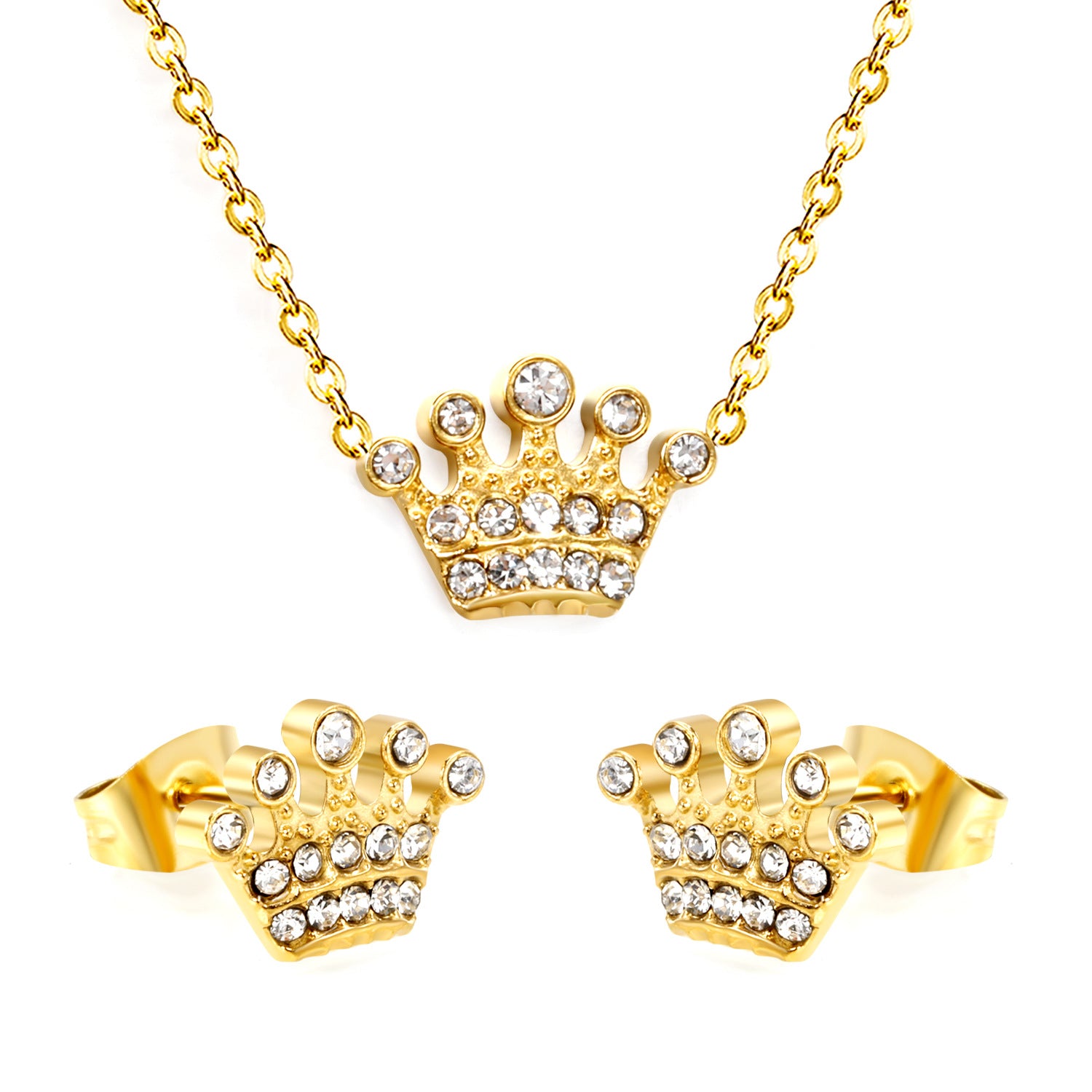 Damen Schmuckset mit Krone-Anhängern und eleganten Ohrsteckern Shop Nory